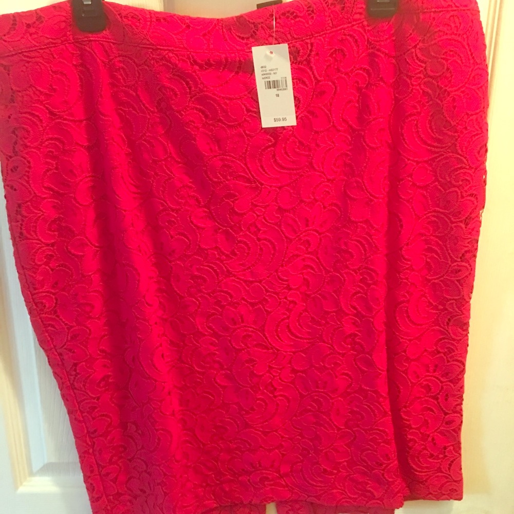 Red lace skirt.